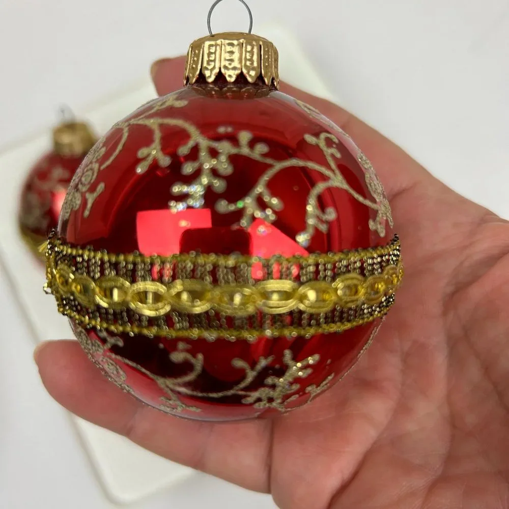 Vintage Christmas by Krebs 4 Glass Christmas Tree Ornaments -Collectible Sparkly